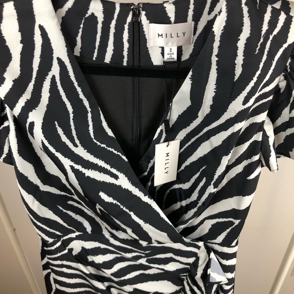NWT Milly Esme Zebra Print Faux Wrap Dress - Picture 8 of 14